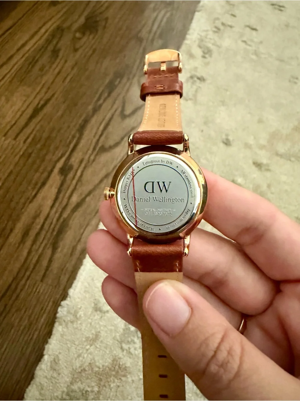 Daniel Wellington women’s brown leather watch with date